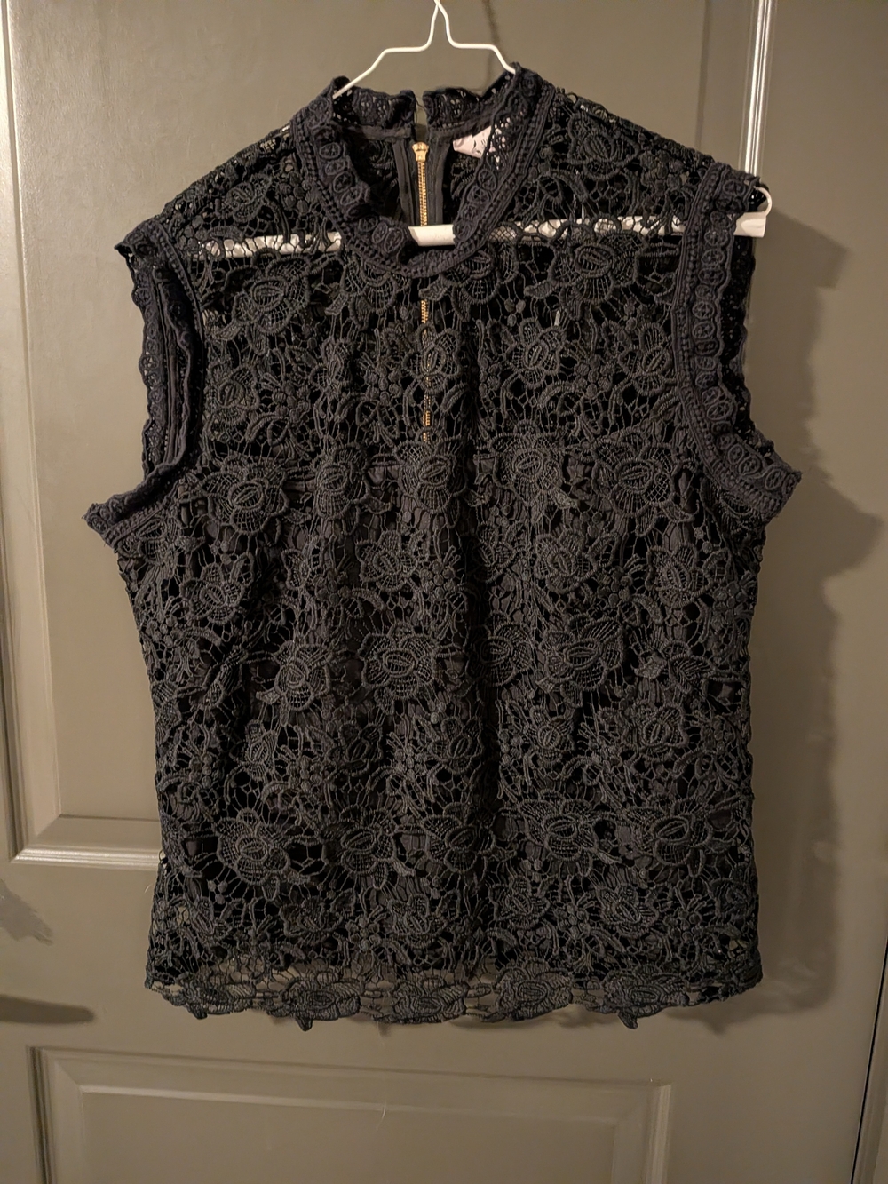 Nanette Lepore Black Lace Sleeveless Mock Neck Top